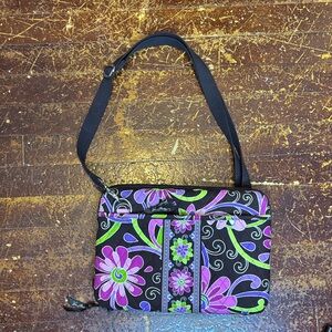 Vera Bradley Black and Purple Floral Crossbody Bag